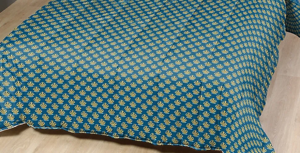 Couette tempérée imprimée D-tox / uni bleu - 2 personnes 220 x 240 - mortreux