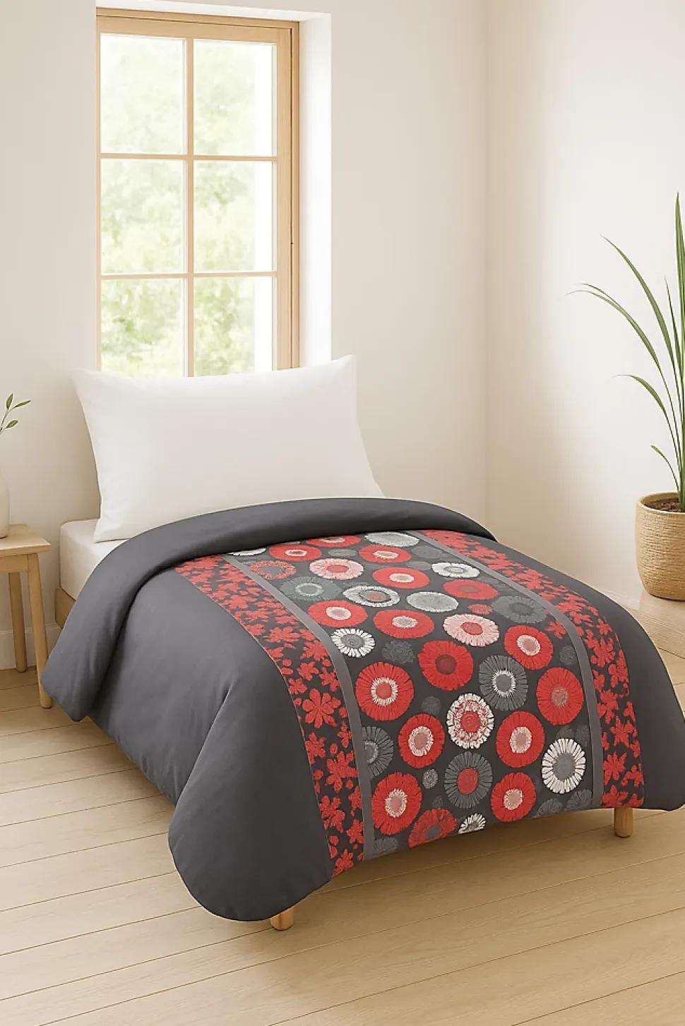 Couette Tempérée Imprimée Japonisant/gris - 1 Personne 140 x 200 - 10407