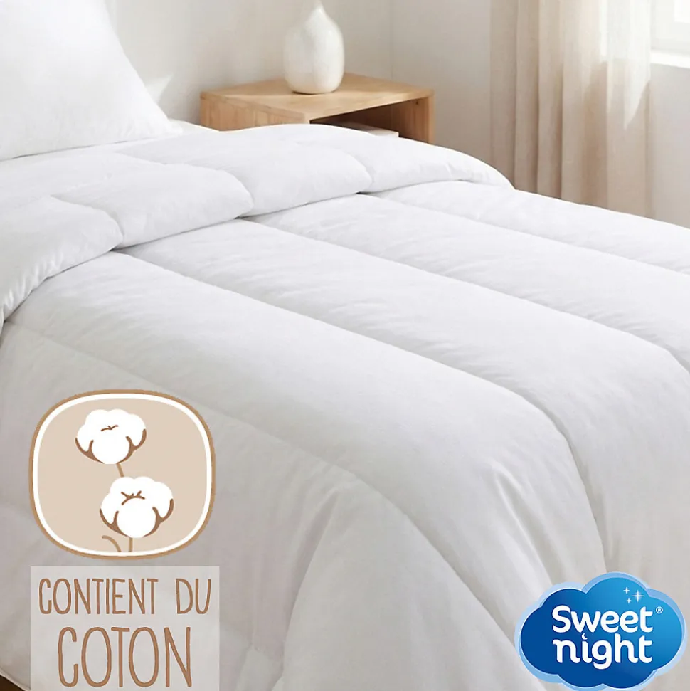 Couette 140x200 cm - Pour Lit 1 Personne - Enveloppe en Coton - Légère - Sans Traitement