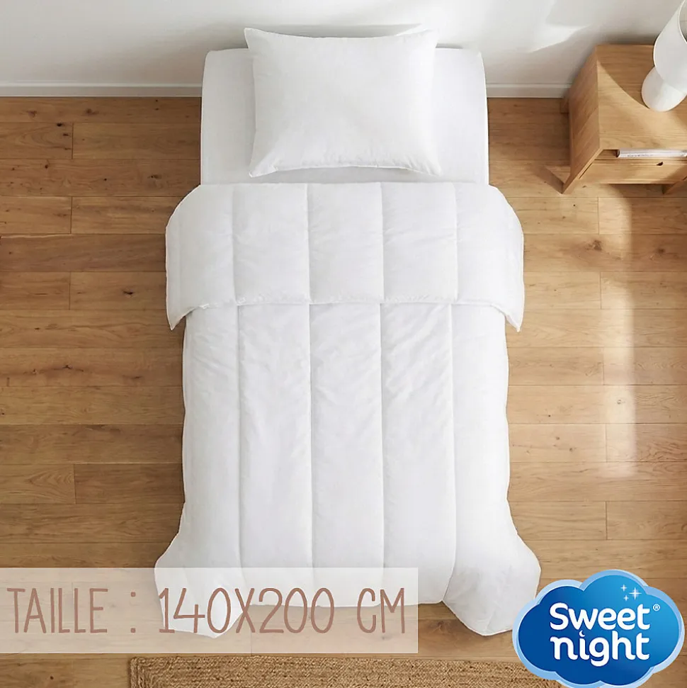 Couette 140x200 cm - Pour Lit 1 Personne - Enveloppe en Coton - Légère - Sans Traitement
