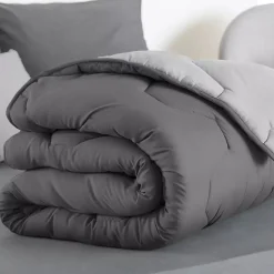 Couette 220x240 CM ABBY bicolore gris clair et gris 300 gr