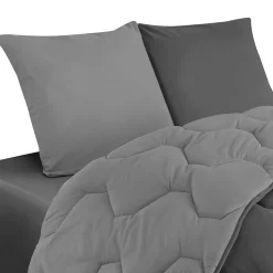 Couette 220x240 CM ABBY bicolore gris clair et gris 300 gr + 2 oreillers