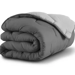 Couette 220x240 CM ABBY bicolore gris clair et gris 300 gr + 2 oreillers