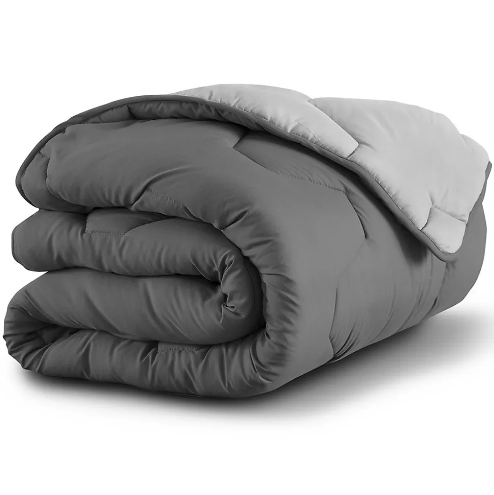 Couette 200x200 CM ABBY bicolore gris clair et gris 300 gr