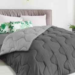 Couette 140x200 CM ABBY bicolore gris clair et gris 300 gr