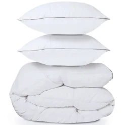 Couette 220x240 CM AELA en plume d'oie anti acarien 500 gr + 2 oreillers