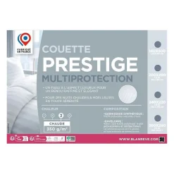 Couette 240x260 cm BLANREVE PRESTIGE Multiprotection - 100% Polyester - 2 Personnes - Satin rayé