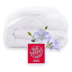 Couette 220x240 cm DODO CHAMPS DE LIN - Chaude - 450G/m² - Couette 2 personnes -Douce et Chaude -Anti-acariens Antibactériens