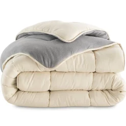 Couette 220x240 CM ZOE polaire biface gris et crème 400 gr