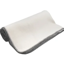 Couverture 100% laine grattée 2 faces 240x260 cm ASPEN blanc fil gris