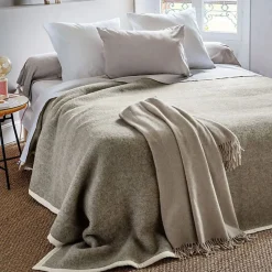 Couverture 100% Laine Toison DOr 180 x 240 taupe naturel
