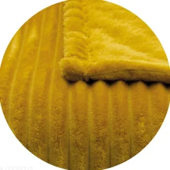 Couverture 100% polyester 240x260 cm microvelours DOLCE jaune miel