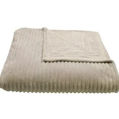 Couverture 100% polyester 240x260 cm microvelours DOLCE marron sable