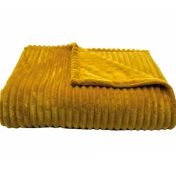 Couverture 100% polyester 180x240 cm microvelours DOLCE jaune miel