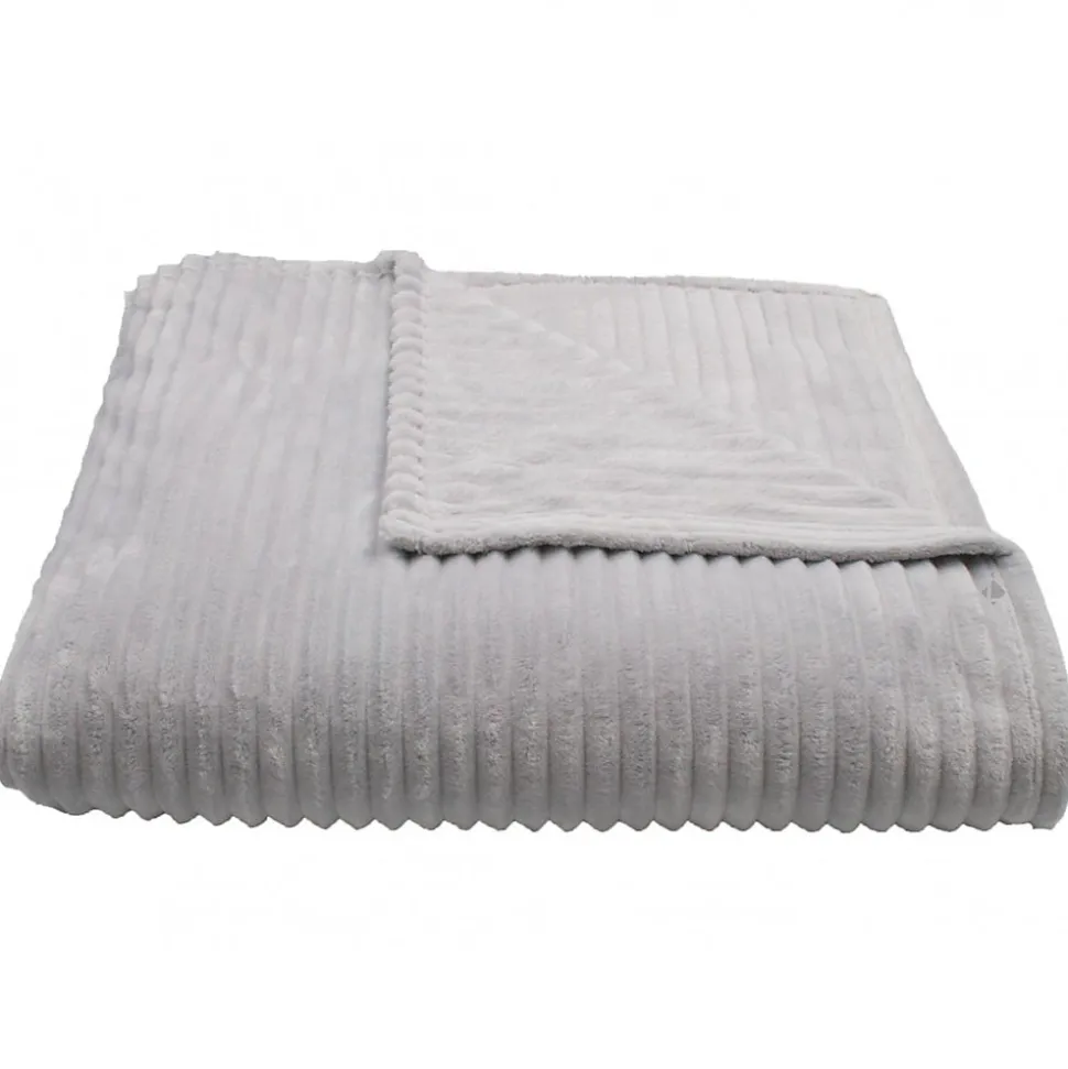 Couverture 100% polyester 180x240 cm microvelours DOLCE gris perle