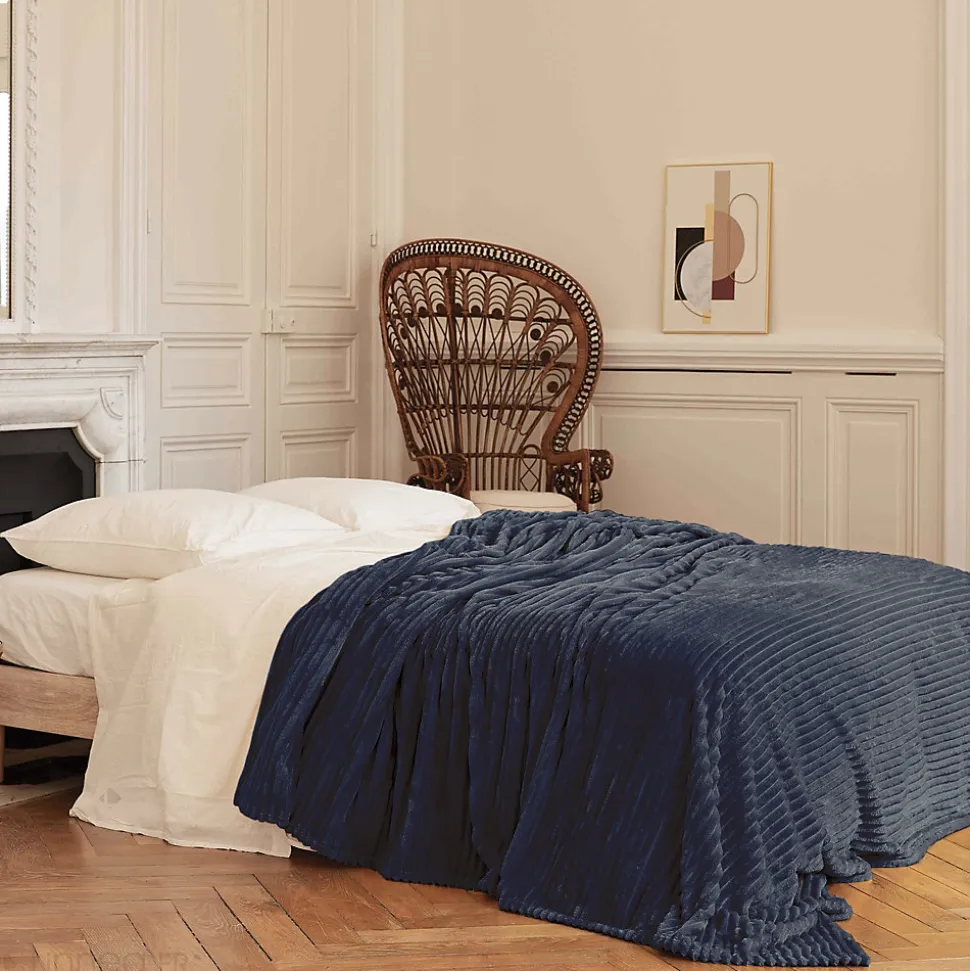 Couverture 100% polyester 220x240 cm microvelours DOLCE gris acier