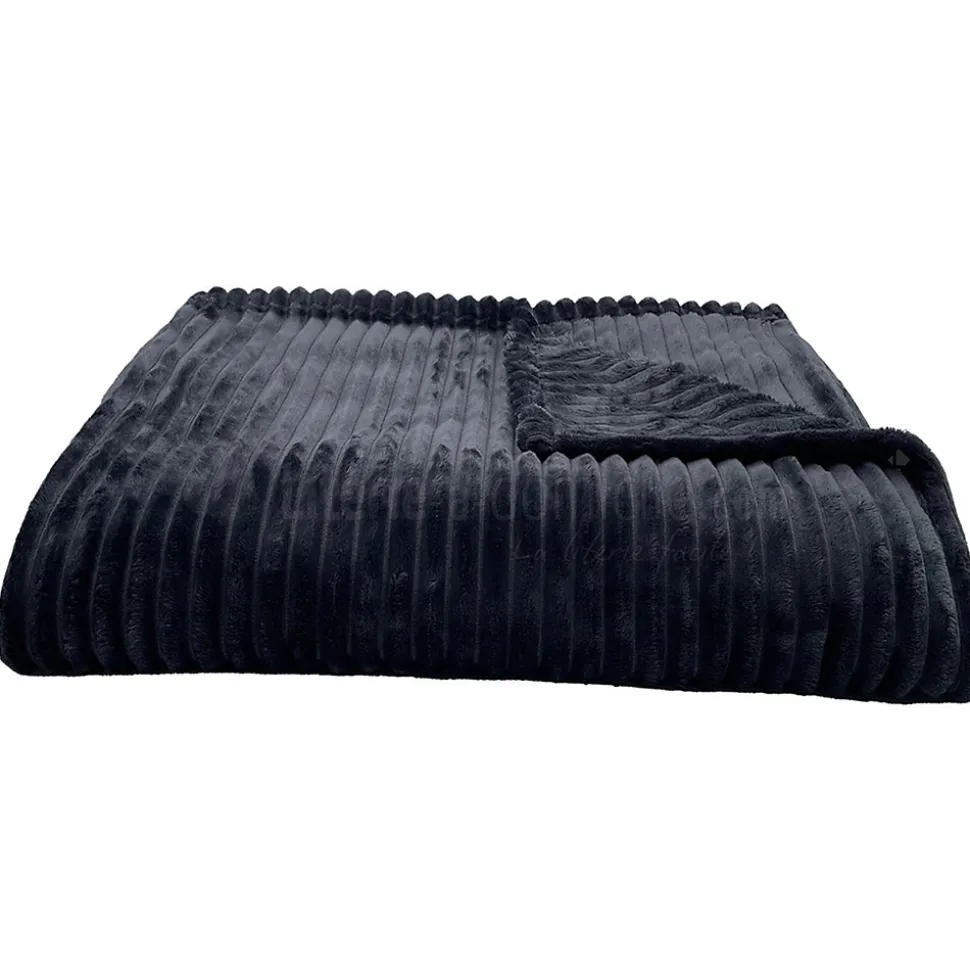 Couverture 100% polyester 220x240 cm microvelours DOLCE gris acier