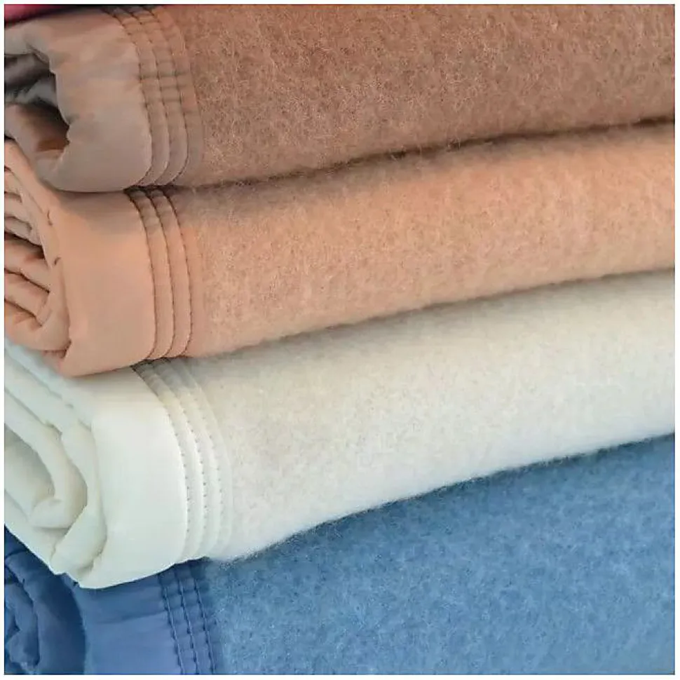 Couverture 100% Pure Laine Vierge Double face "Volta" 500 gr/m² Toison d'Or - Volta Naturel Blanchi - 240 x 300 cm