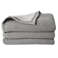 Couverture 100% Pure Laine Vierge Double face "Volta" 500 gr/m² Toison d'Or - Volta Anthracite Souris - 240 x 300 cm