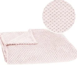 Couverture - SPRINGOS - 200 x 220 cm - Polyester - Vieux rose - Motif coquillages