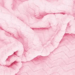 Couverture - SPRINGOS - Couvre-lit 160x200 cm - Douceur extra soft - Motif zigzag - Rose