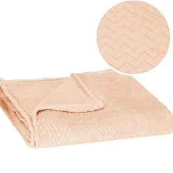 Couverture - SPRINGOS - Plaid doux 200x220 cm - Polyester 100% - Zigzag - Vieux rose