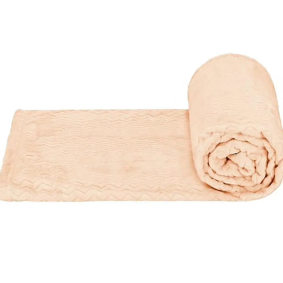 Couverture - SPRINGOS - Plaid doux 200x220 cm - Polyester 100% - Zigzag - Vieux rose