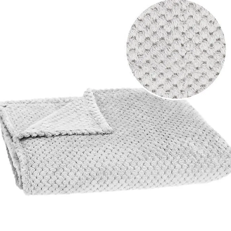 Couverture - SPRINGOS - 150x200 cm - Polyester 100% - Gris clair - Douce et chaude