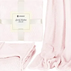 Couverture - SPRINGOS - 200x220 cm - Rose pastel - Zigzag - Douceur et chaleur