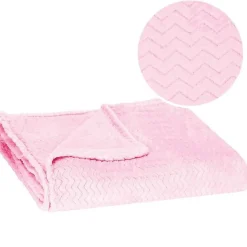 Couverture - SPRINGOS - Zigzag - 70 x 160 cm - Polyester - Rose bébé