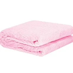 Couverture - SPRINGOS - Zigzag - 70 x 160 cm - Polyester - Rose bébé