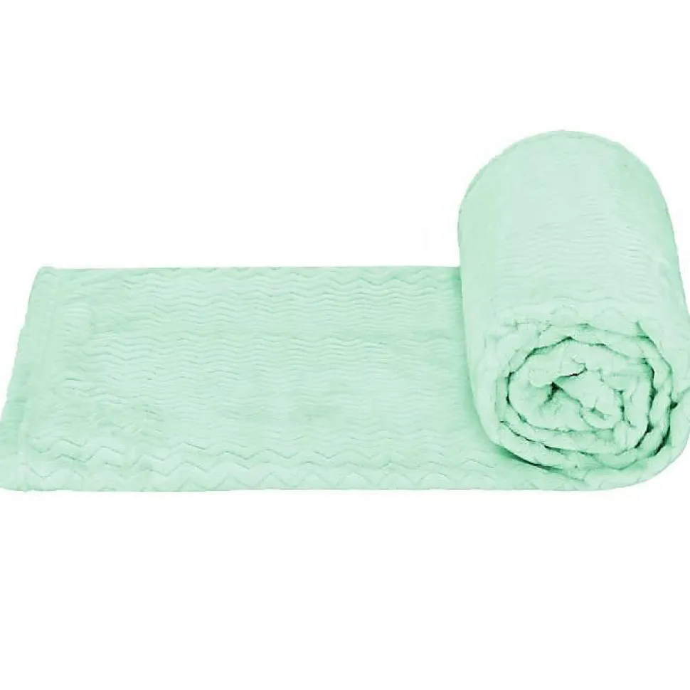 Couverture - SPRINGOS - Zigzag - 70 x 160 cm - Polyester - Vert pastel