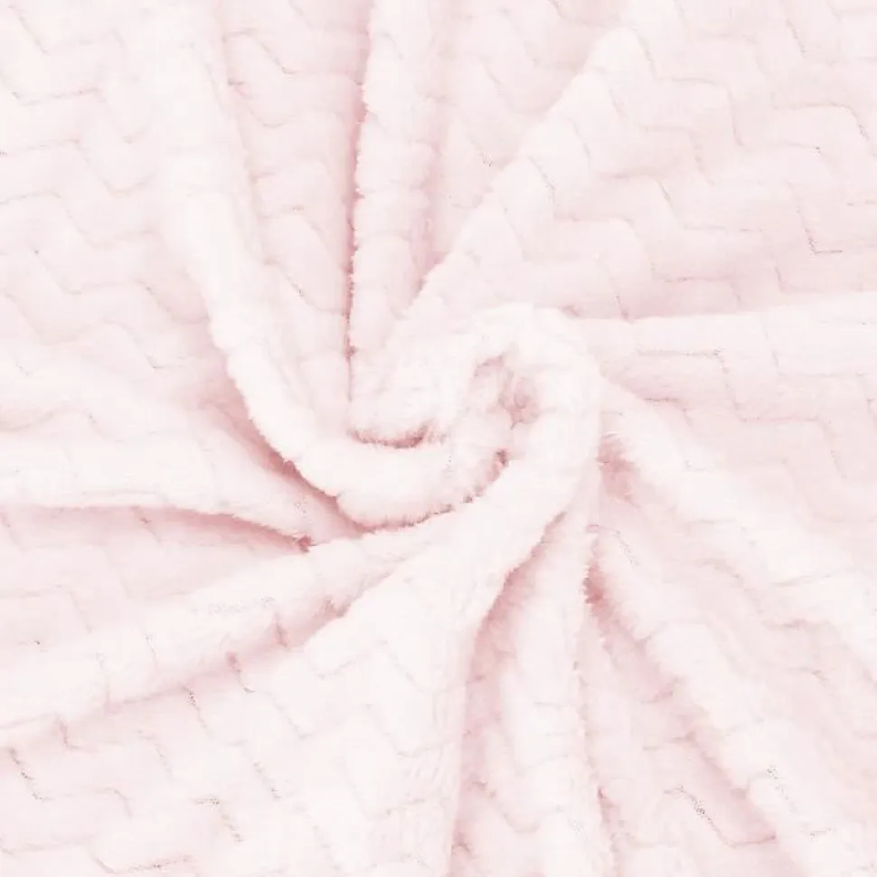 Couverture - SPRINGOS - Zigzag - 70 x 160 cm - Rose pastel - Douce et chaude