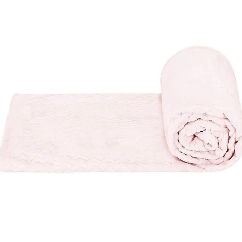 Couverture - SPRINGOS - Zigzag - 70 x 160 cm - Rose pastel - Douce et chaude