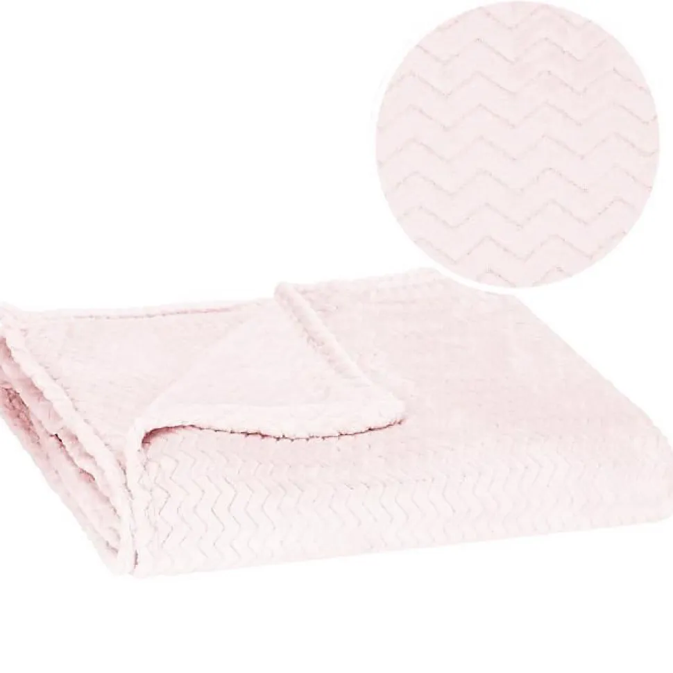 Couverture - SPRINGOS - Zigzag - 70 x 160 cm - Rose pastel - Douce et chaude