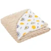 Couverture bébé moelleuse Joyz 84x84 cm beige motif arc-en-ciel en coton/polyester lavable à machine