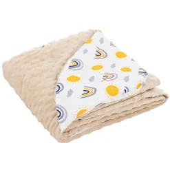 Couverture bébé moelleuse Joyz 84x84 cm beige motif arc-en-ciel en coton/polyester lavable à machine