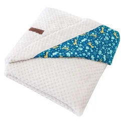 Couverture double face Zanimo (75x100 cm - Blanc)