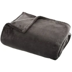 Couverture flanelle 180 x 230 cm Atmosphera - Gris foncé