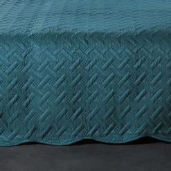 Couverture molletonné surpiquage graphique (150x150 cm - Bleu Foncé)