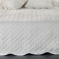 Couverture molletonné surpiquage graphique (150x150 cm - Blanc cassé)