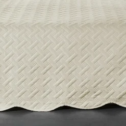 Couverture molletonné surpiquage graphique (150x150 cm - Beige)