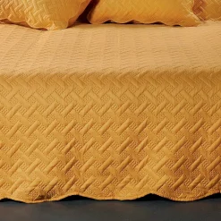 Couverture molletonné surpiquage graphique (150x150 cm - Jaune)