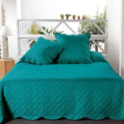 Couverture molletonné surpiquage graphique (250x260 cm - Turquoise)
