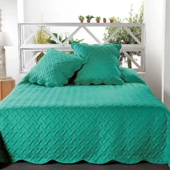 Couverture molletonné surpiquage graphique (250x260 cm - Vert)