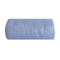 Couverture plaid 100% coton bleu marine avec franges 180x220cm ZIGORA - SACASA