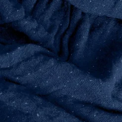 Couverture plaid 100% coton bleu marine avec franges 130x170cm BITALD - SACASA