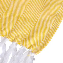 Couverture plaid 100% coton jaune avec franges 180x220cm ZIGORA - SACASA