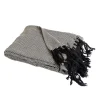 Couverture plaid 100% coton noire avec franges ZIGGY - SACASA