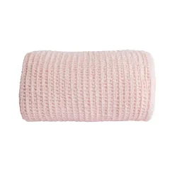 Couverture plaid 100% coton rose pâle avec pompons 130x170cm ARNISKA - SACASA